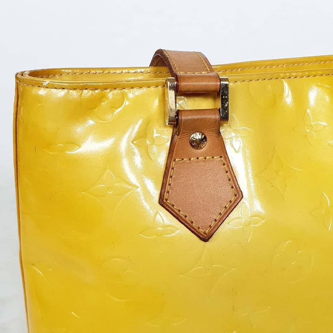 Authenticated Used Louis Vuitton LOUIS VUITTON Monogram Vernis Houston Tote  Bag M91055 Lime Yellow 