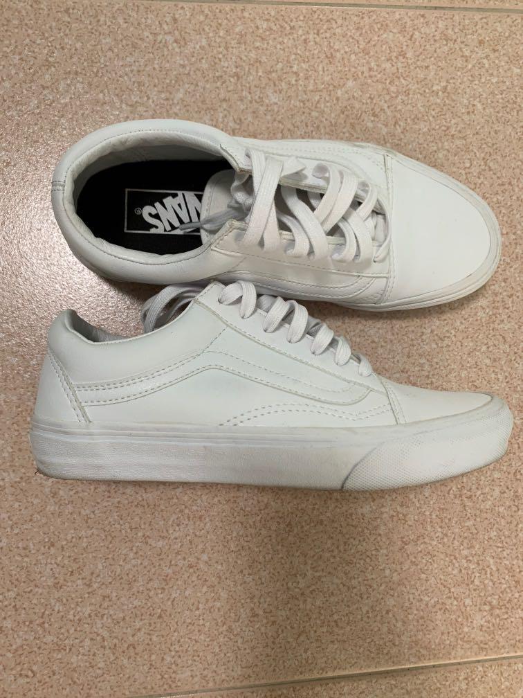 vans leather white shoes