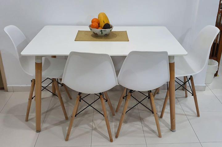 White Dining Table Set Almost New Furniture Tables Chairs On Carousell