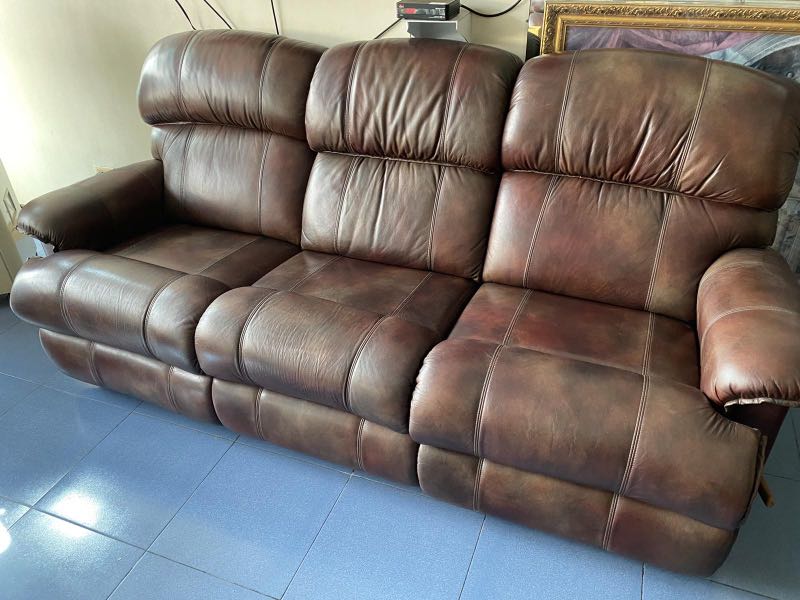 Authentic Lazy Boy Leather Sofas (2 left!), Furniture & Home Living
