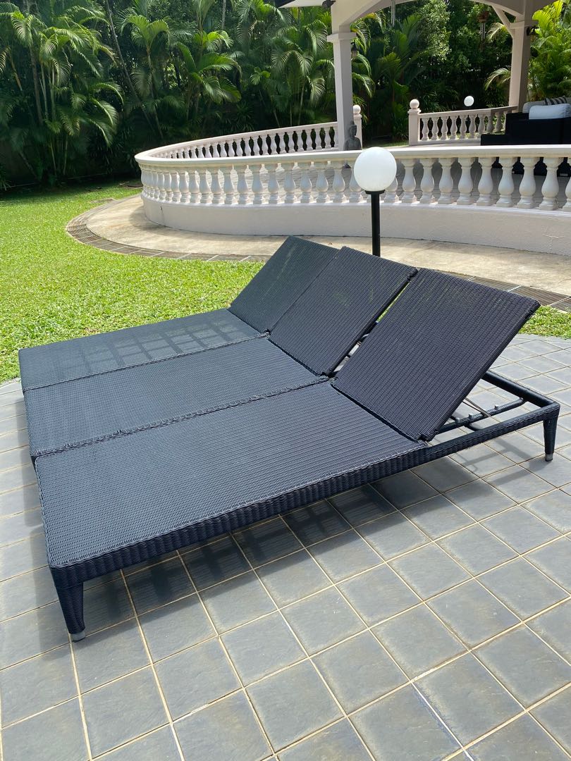 poolside lounge chairs on Beautiful Pool Lounge Chair With Red Cover Furniture Home Living Furniture Tablets Sets On Carousell