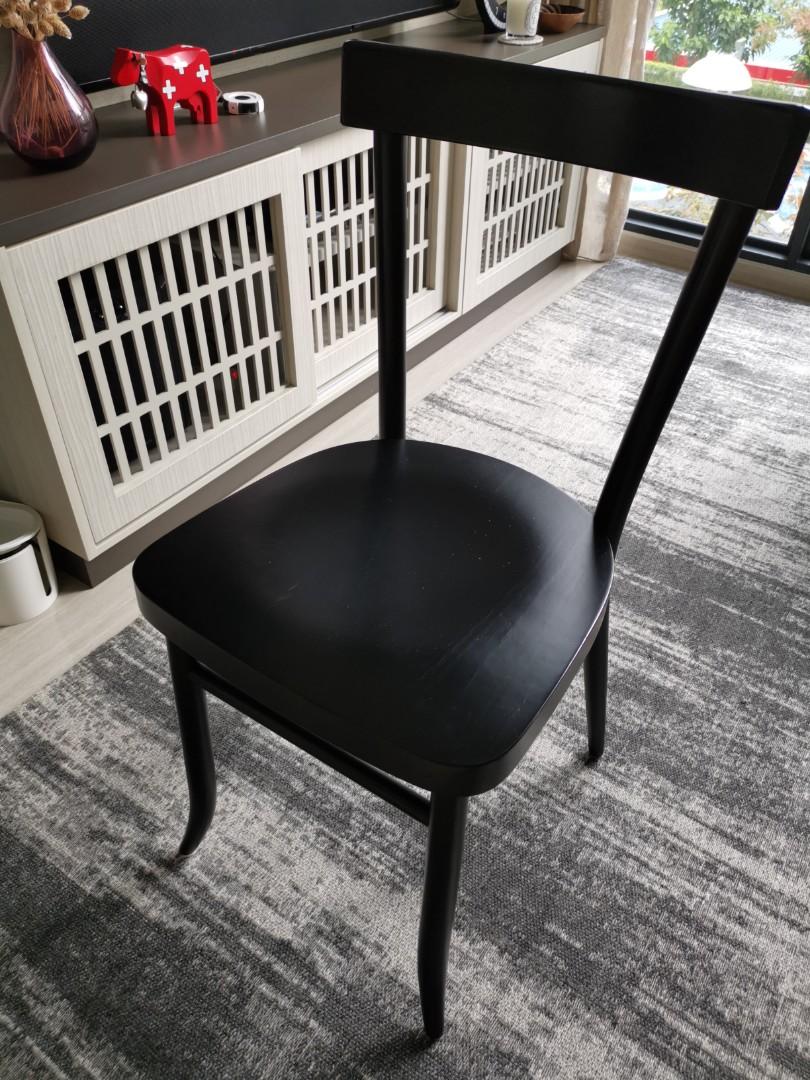 Crate And Barrel Black Wooden Dining Chair Set Of 4 Furniture Tables Chairs On Carousell