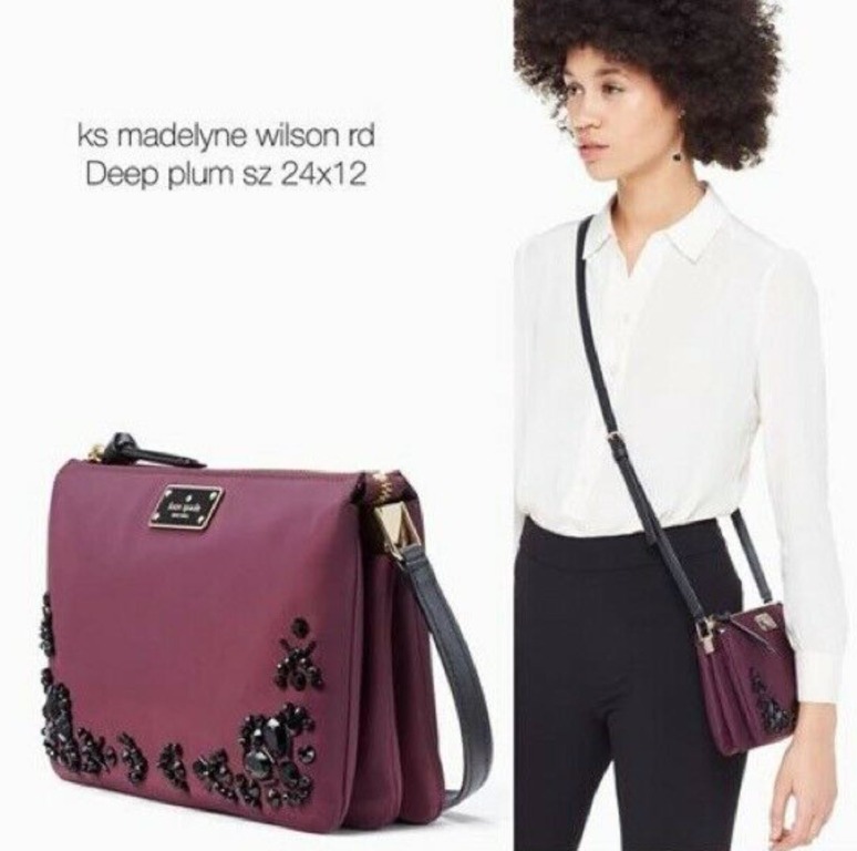 Brand NEW Kate Spade MADELYN Deep Plum Jewel Embellished