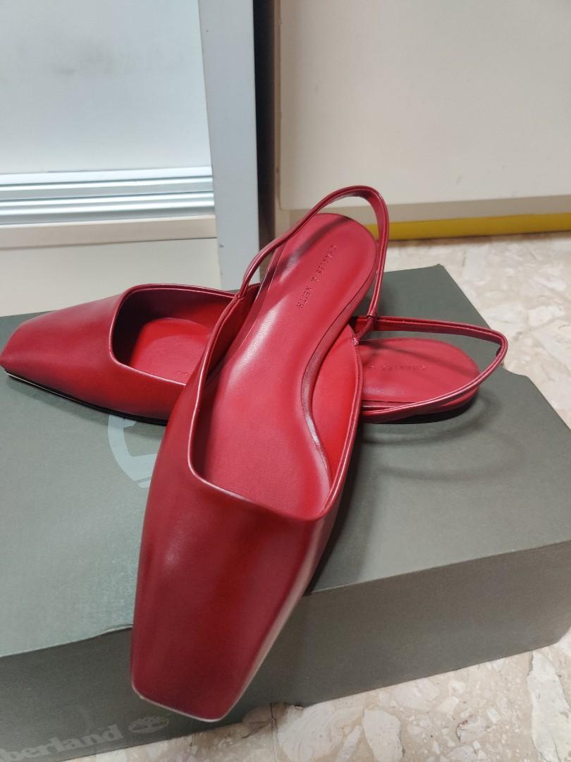 Red slingback clearance flats