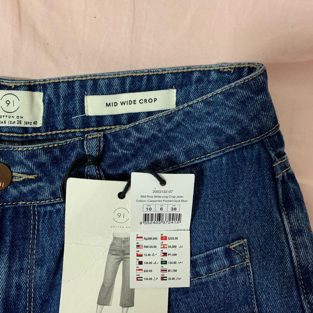 COTTON ON Mid Wide Crop Jeans Women s Fashion Bottoms Jeans Leggings on Carousell