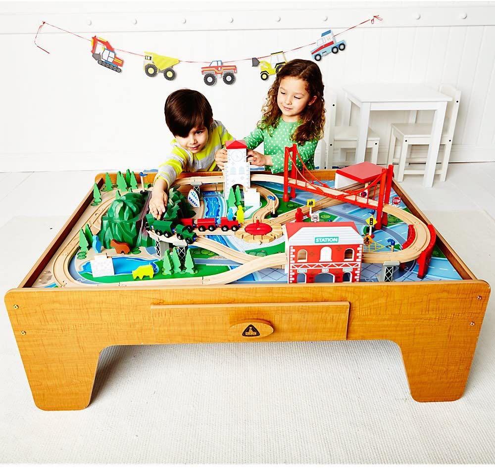 ELC Big City Wooden Rail Train Table, Babies & Kids, Baby Nursery
