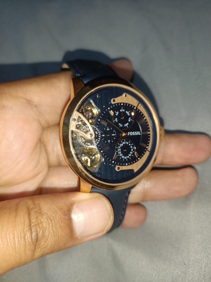 Fossil Watch Townsman Multifunction Navy Leather Watch 44mm ME1138