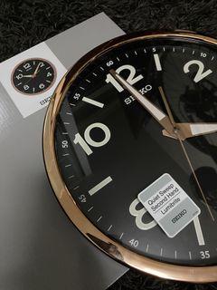 Free Delivery Authentic Seiko Wall Clock Black Rose Gold Quiet Sweep Lumibrite
