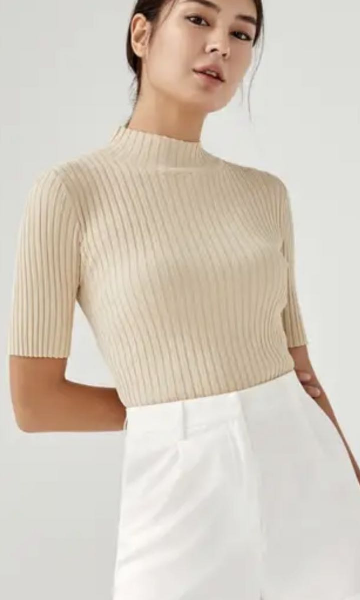 knit mock neck top