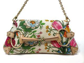 Gucci Flora Canvas Horsebit Bag Clutch