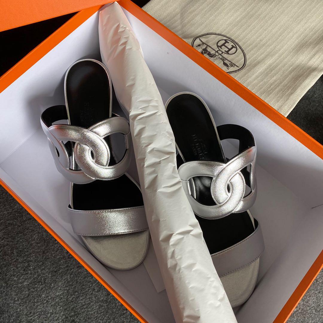 Hermes sandals deals silver