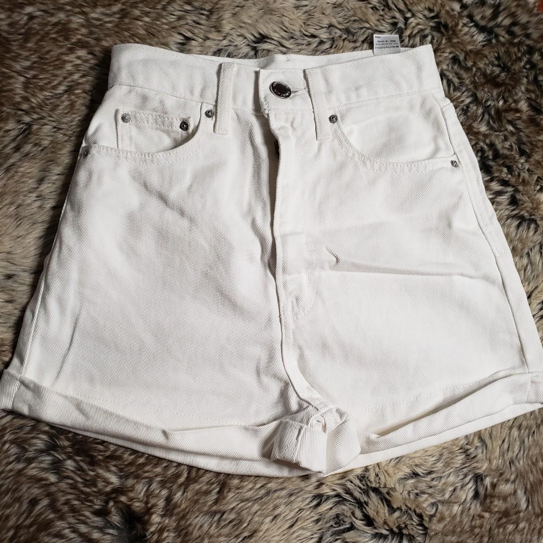 white high rise jean shorts