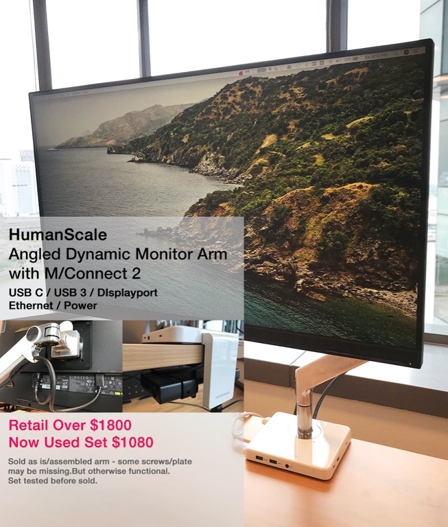 Humanscale single monitor arm with M/2 Connect, Computers & Tech, Parts ...