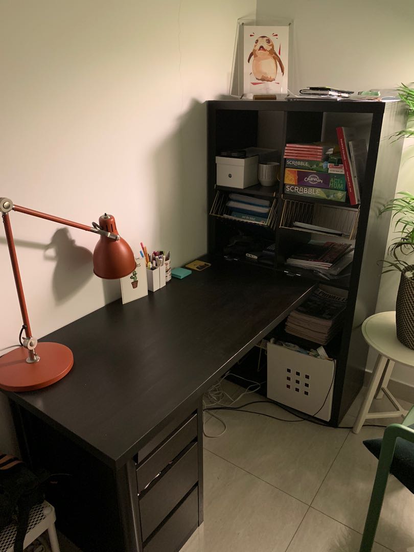 IKEA KALLAX DESK BOOKSHELF DRAWERS, Furniture & Home Living, Furniture