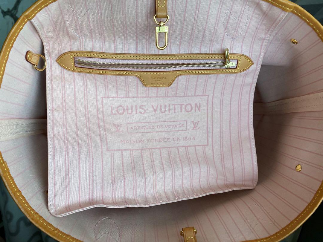 Louis Vuitton Neverfull Mm Rose Ballerine White Damier Azur Canvas Sho -  MyDesignerly