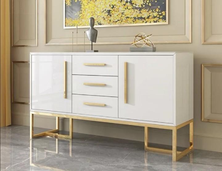 White and gold buffet cabinet clearance