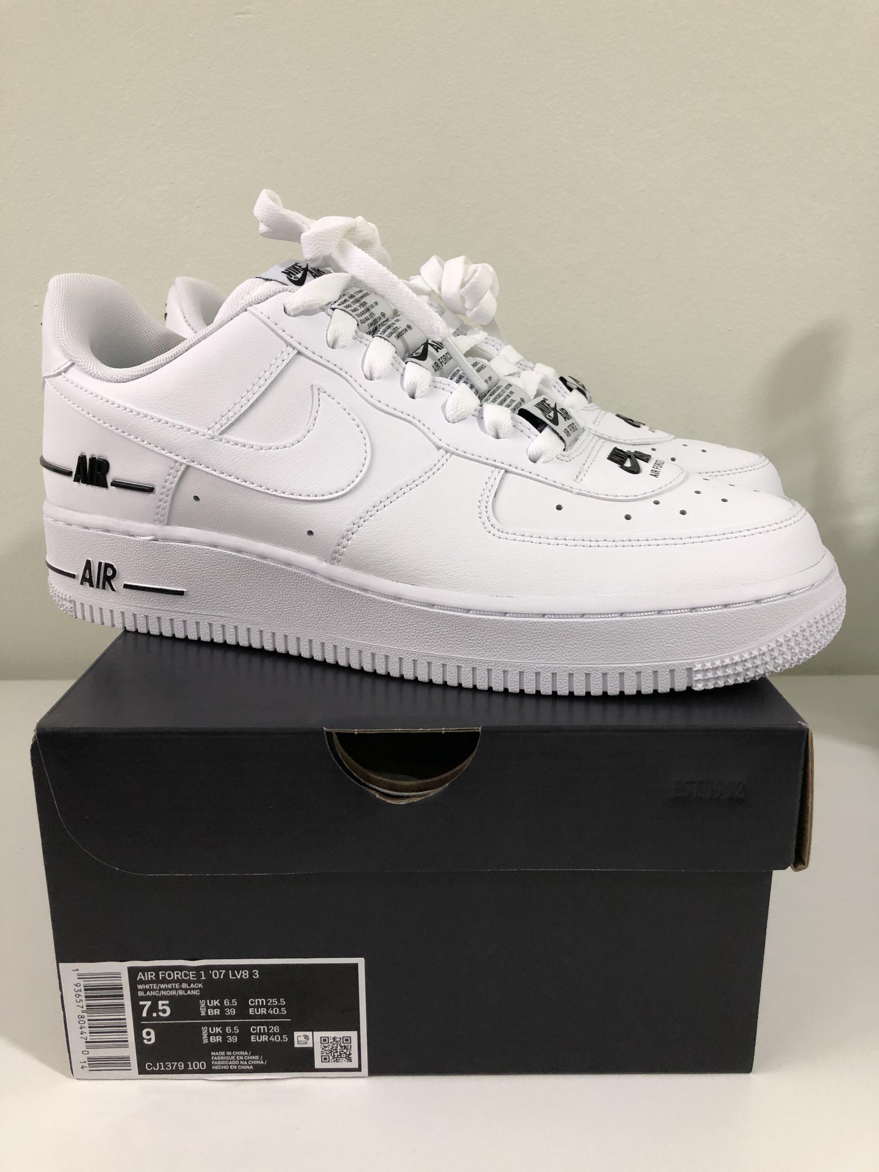 nike air force 1 low men's white and black