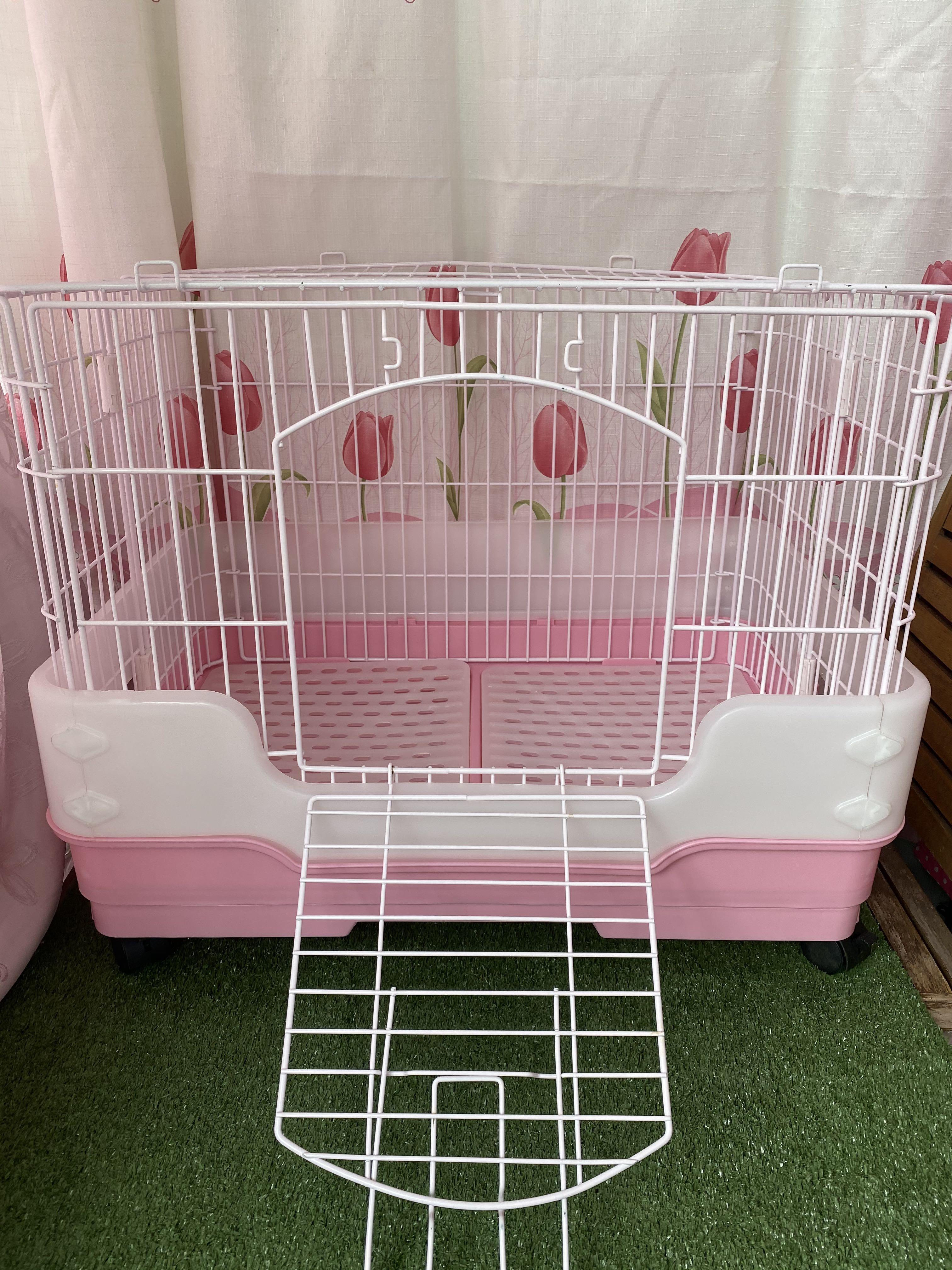 Pink top bunny cage