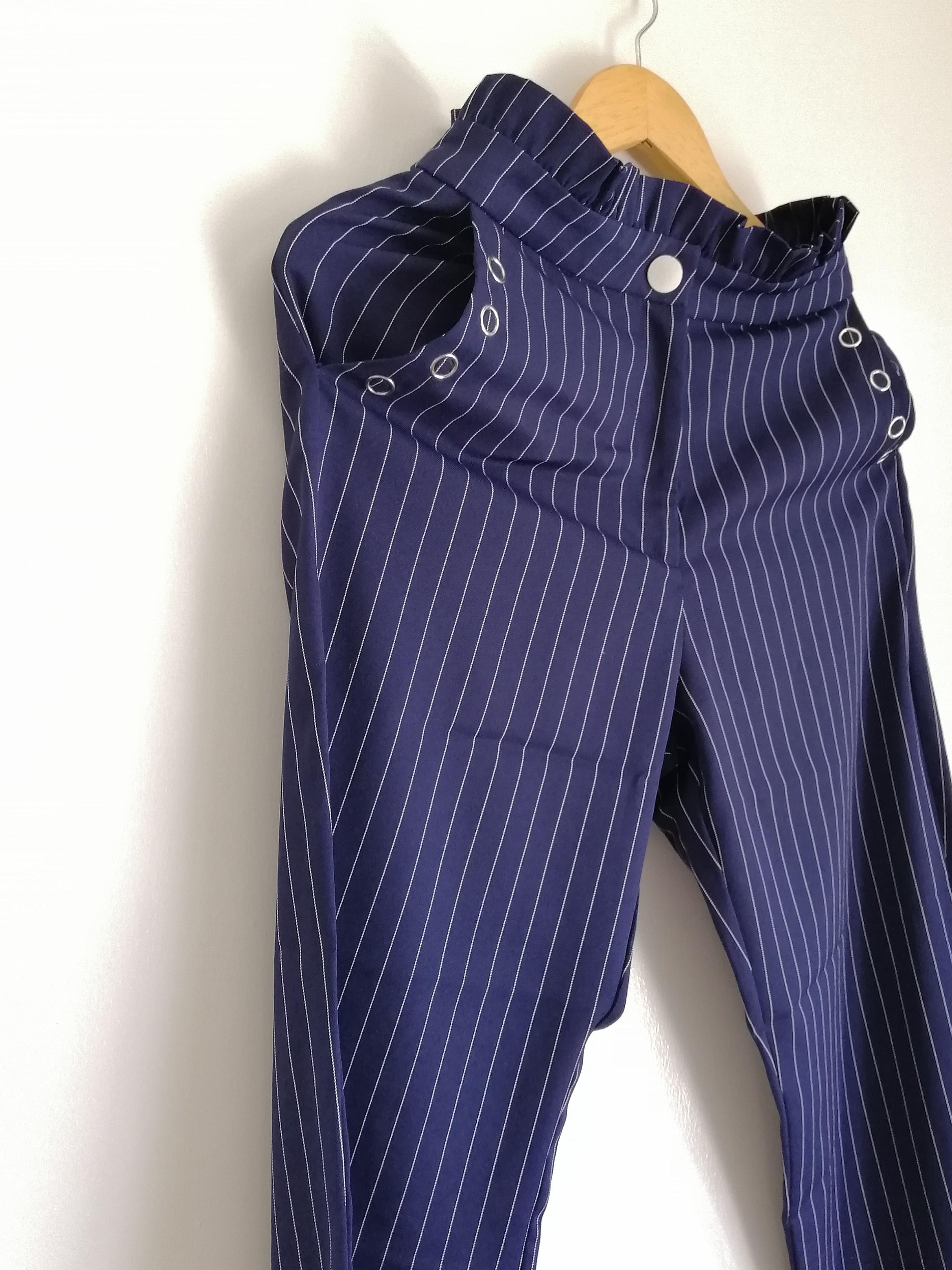 blue high waisted trousers