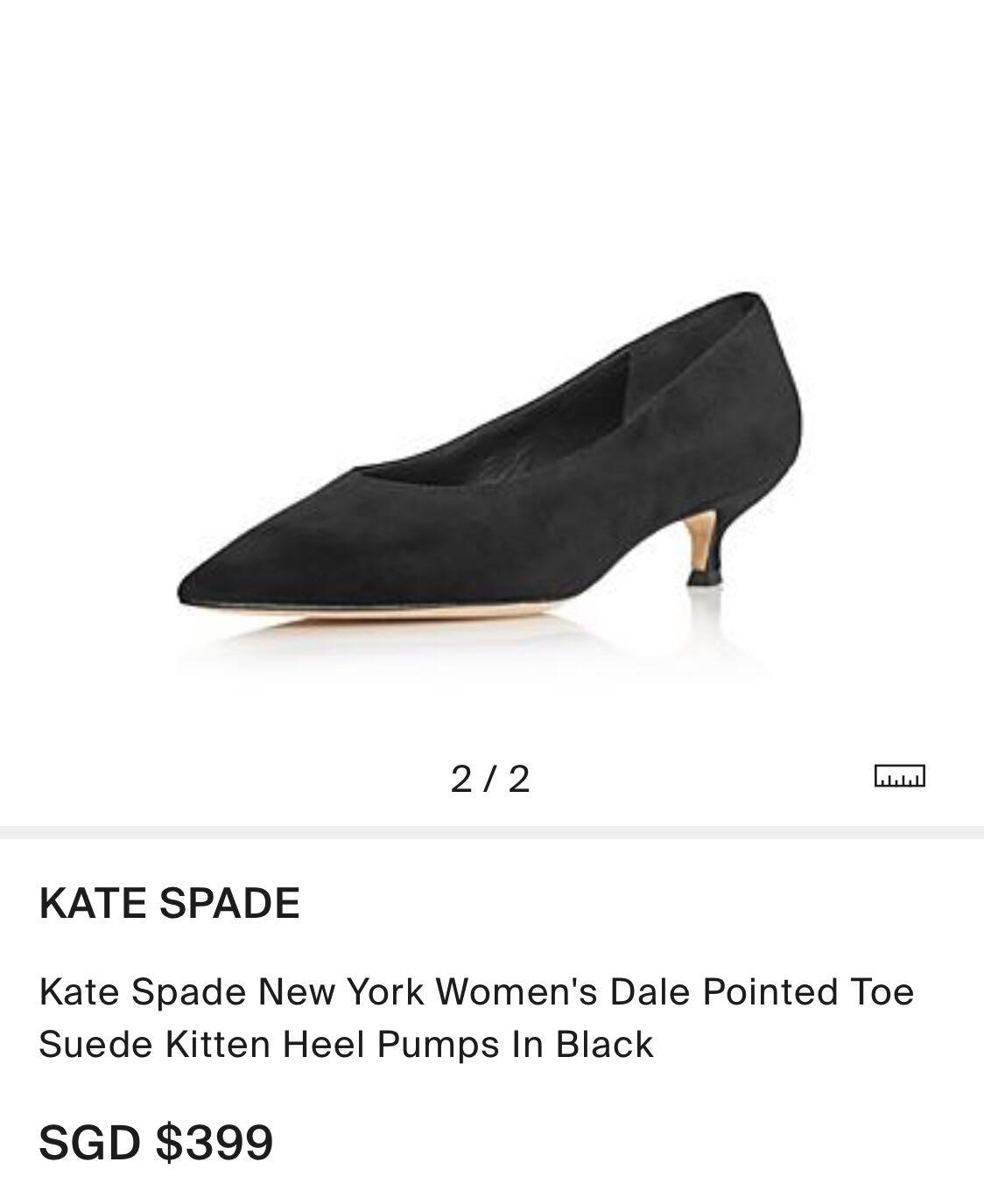 Pre-loved Kate Spade ♠️ Pointed Toe Suede Kitten Heels in Black, Women's  Fashion, Footwear, Heels on Carousell