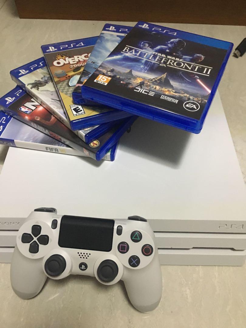 白色ps4 Pro 遊戲機 遊戲機器材 Carousell