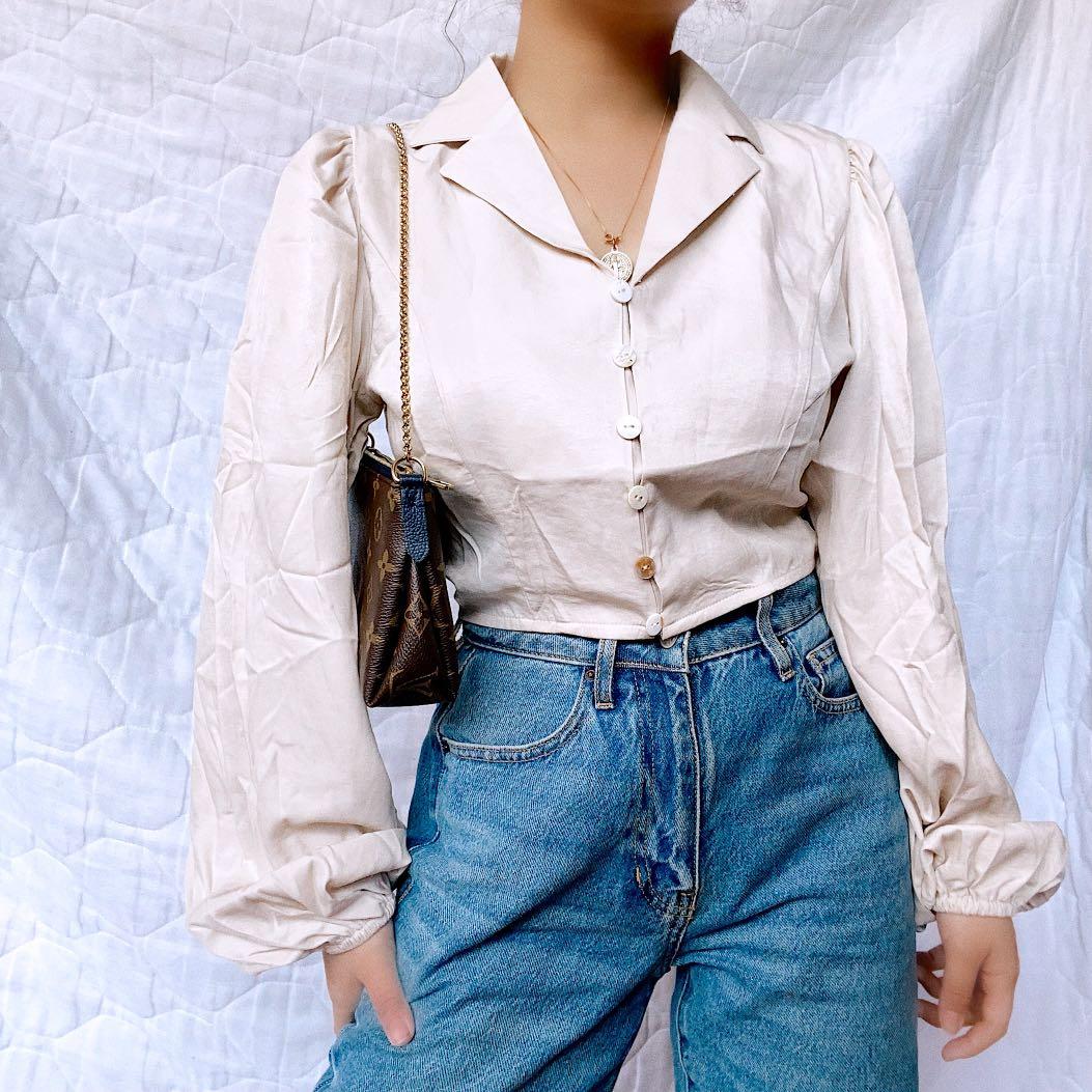 Shein Linen Top, Women's Fashion, Tops 