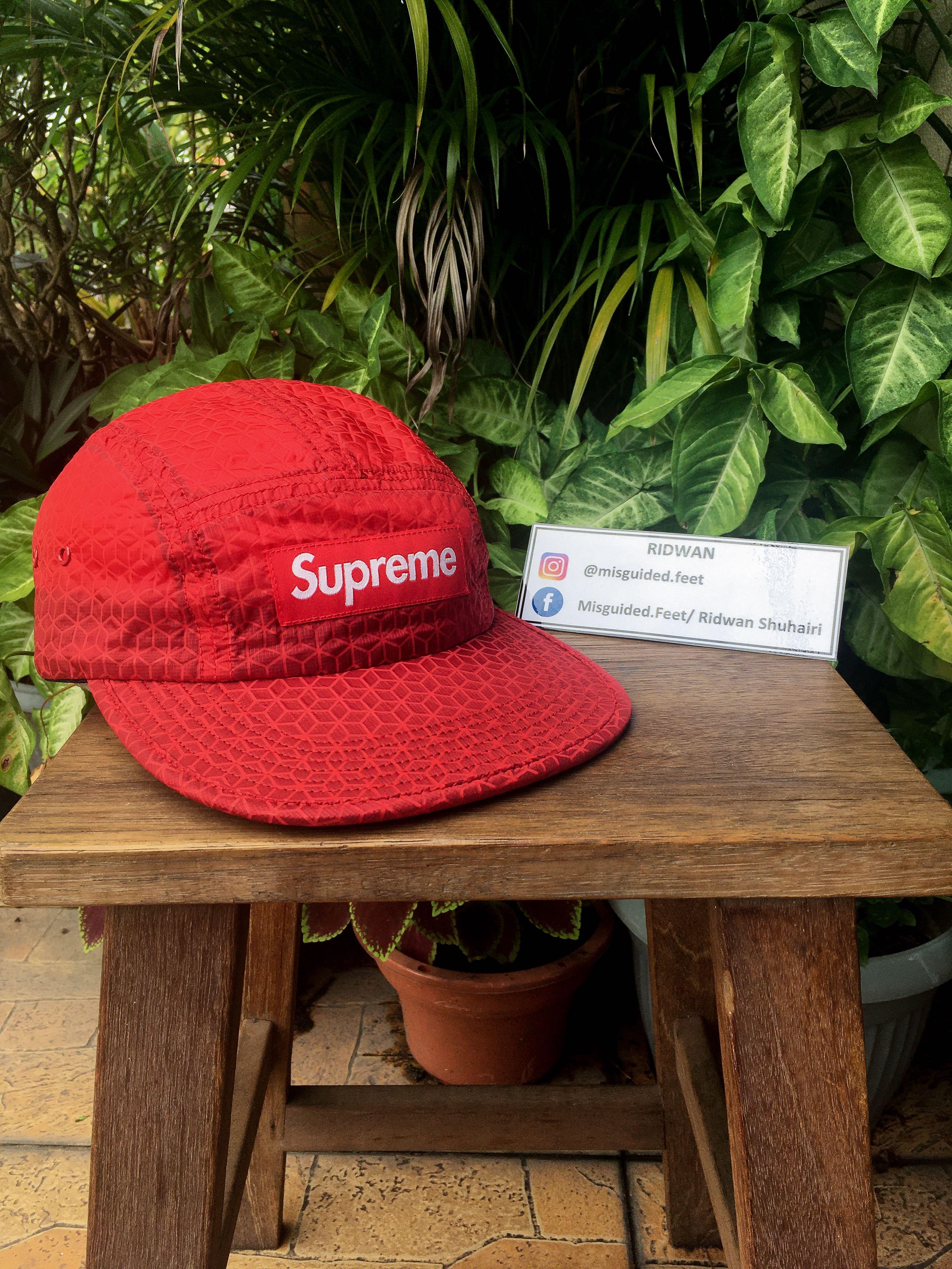 Supreme SS19 Geometric Ripstop Camp Cap (Red), Men's Fashion