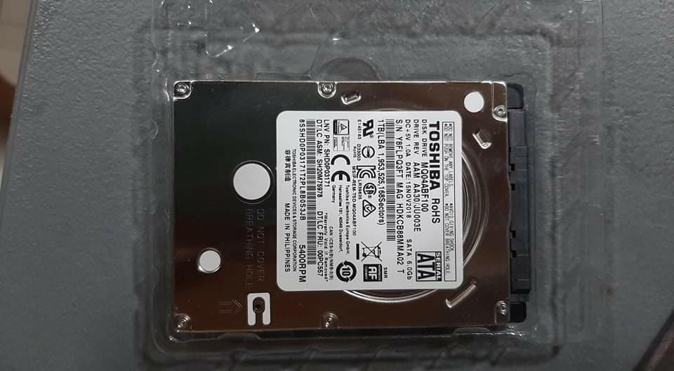 Toshiba 1TB (Category: Hard Disks & Thumbdrives) located in Pasig City. Submitted by Mpatron (Listing ID 1039405085, Image 1). Description: 100% Health and Performance via Hard Disk Sentinel.