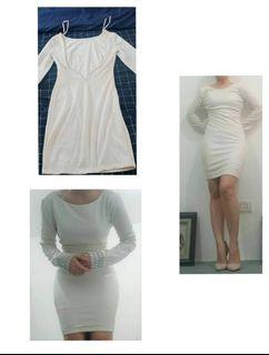 White Longsleeves Bodycon dress