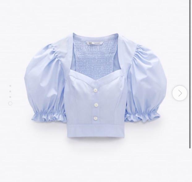 Baby blue puff sleeve top best sale