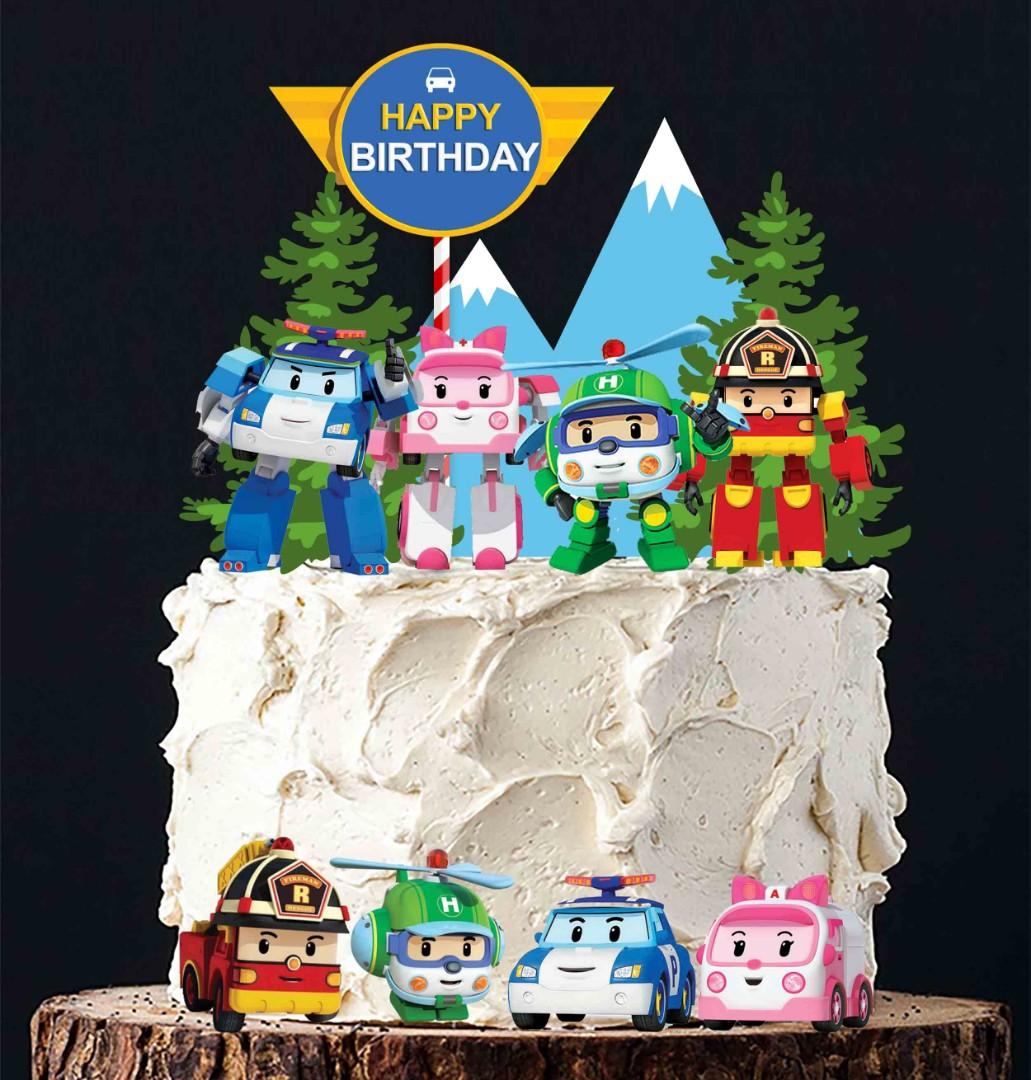 1set 12 Robocar Poli Cake Topper For Birthday Party Celebration Hobbies Toys Stationery Craft Occasions Party Supplies On Carousell