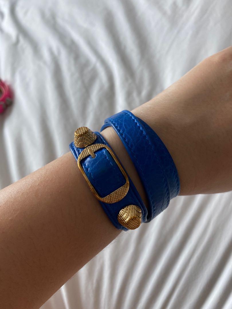 Pre-owned Balenciaga Leather Bracelet In Blue | ModeSens