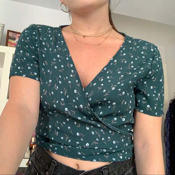 brandy melville polka dot wrap top