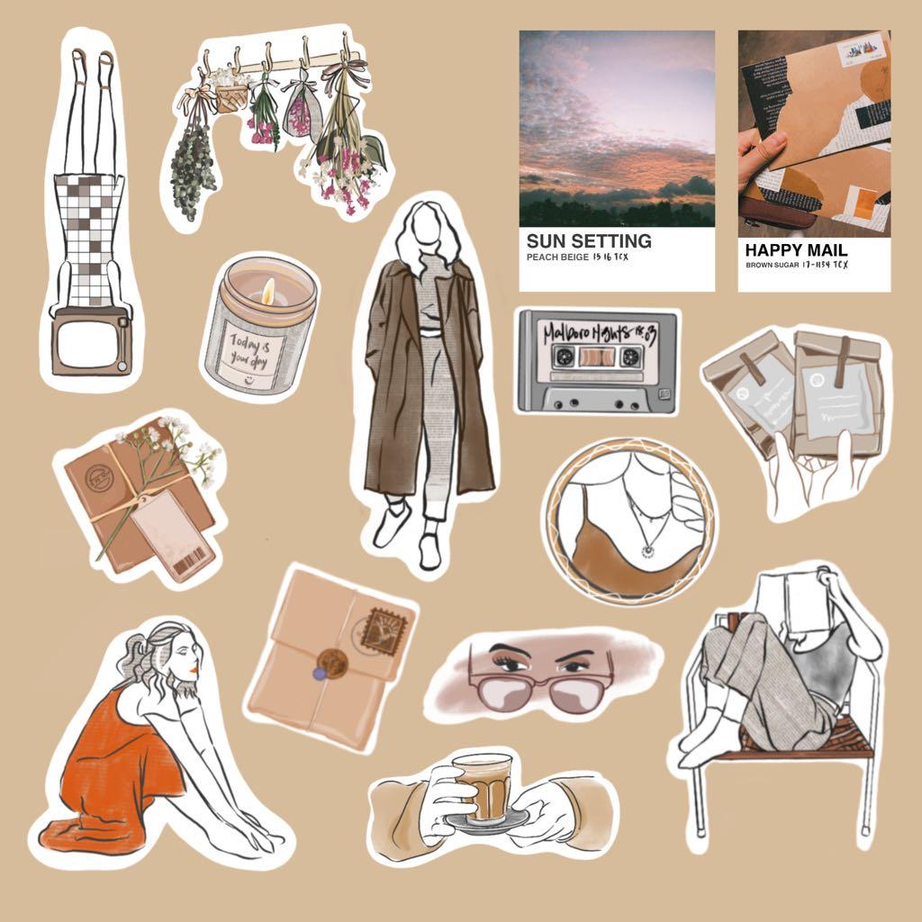Brown Aesthetic Sticker Series Hobbies And Toys Stationery And Craft Stationery And School Supplies 