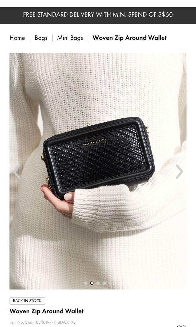 Charles Keith Woven Zip Around Wallet Women s Fashion Bags Wallets Purses Pouches on Carousell