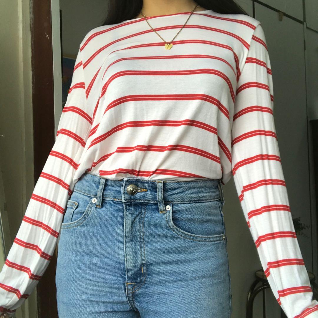 Striped Aesthetic Long Sleeve Crop 
