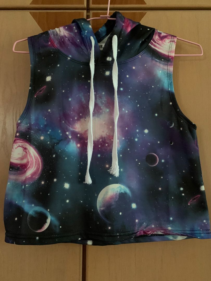 Galaxy crop cheap top hoodie