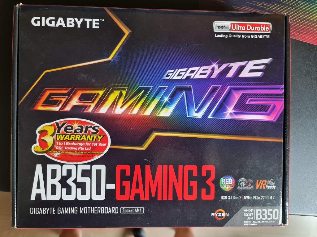 Gigabyte Ga Ab350 Gaming 3 Amd Ryzen Am4 50 Rgb Fusion Smart Fan 5 Hdmi1 4 M 2 Sata 6gbps Usb 3 1 Type A Atx Ddr4 Motherboard Electronics Computer Parts Accessories On Carousell
