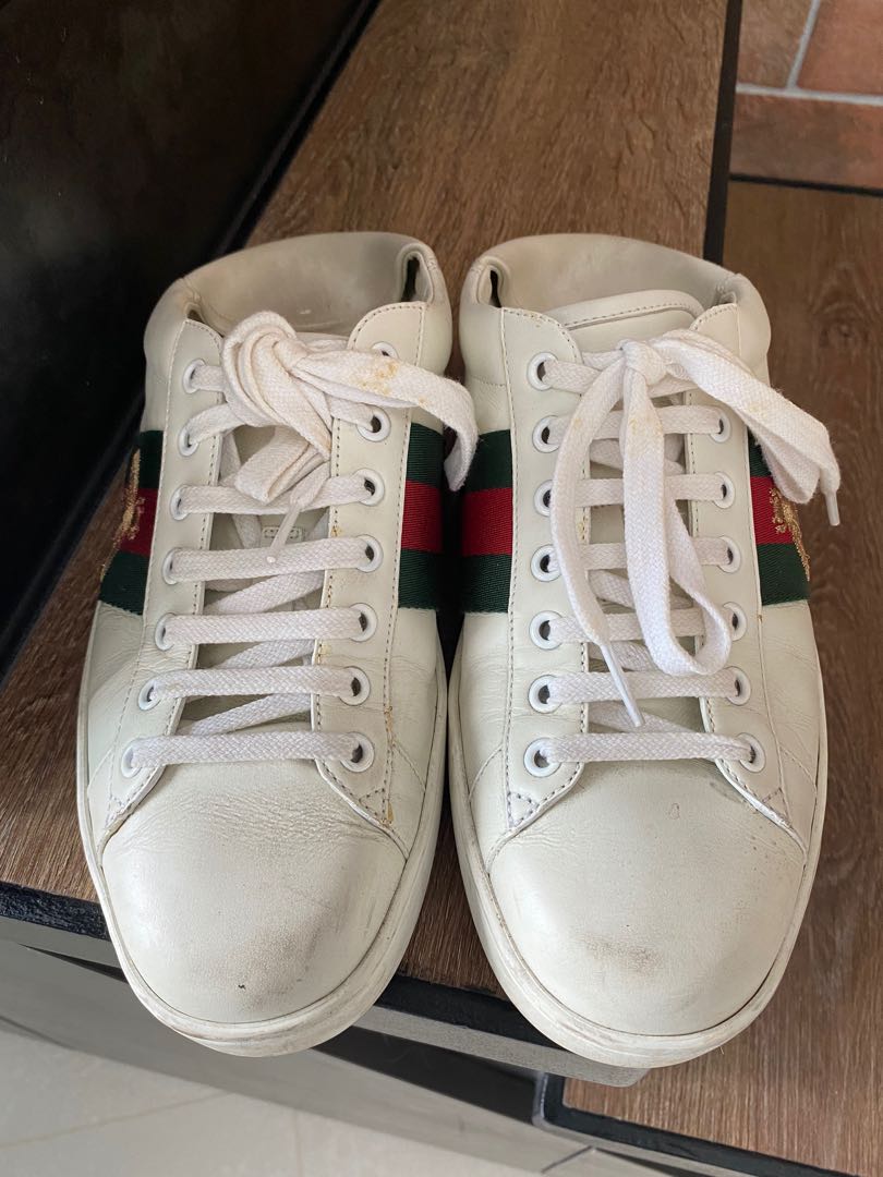Gucci Ace Leather Bee Sneaker, Men's 