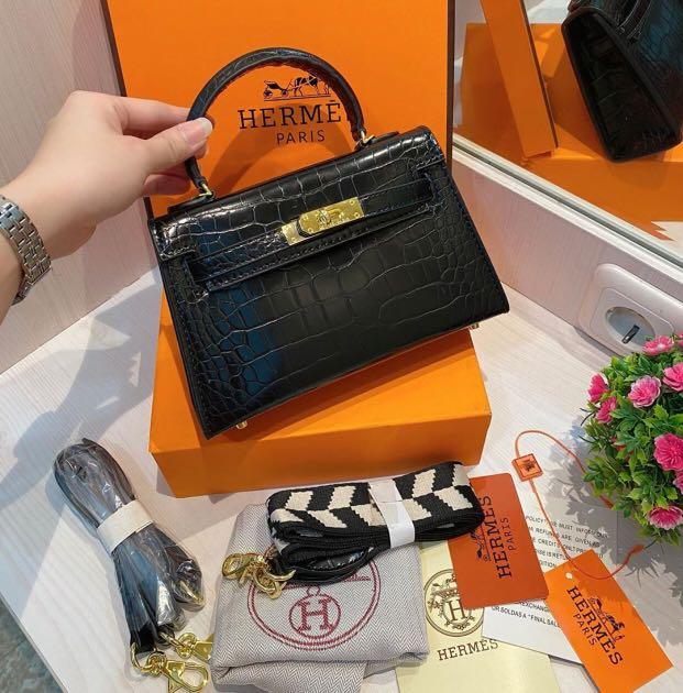 AUTHENTIC Hermes Kelly 35 Crocodile Black GHW Nego, Barang Mewah, Tas &  Dompet di Carousell