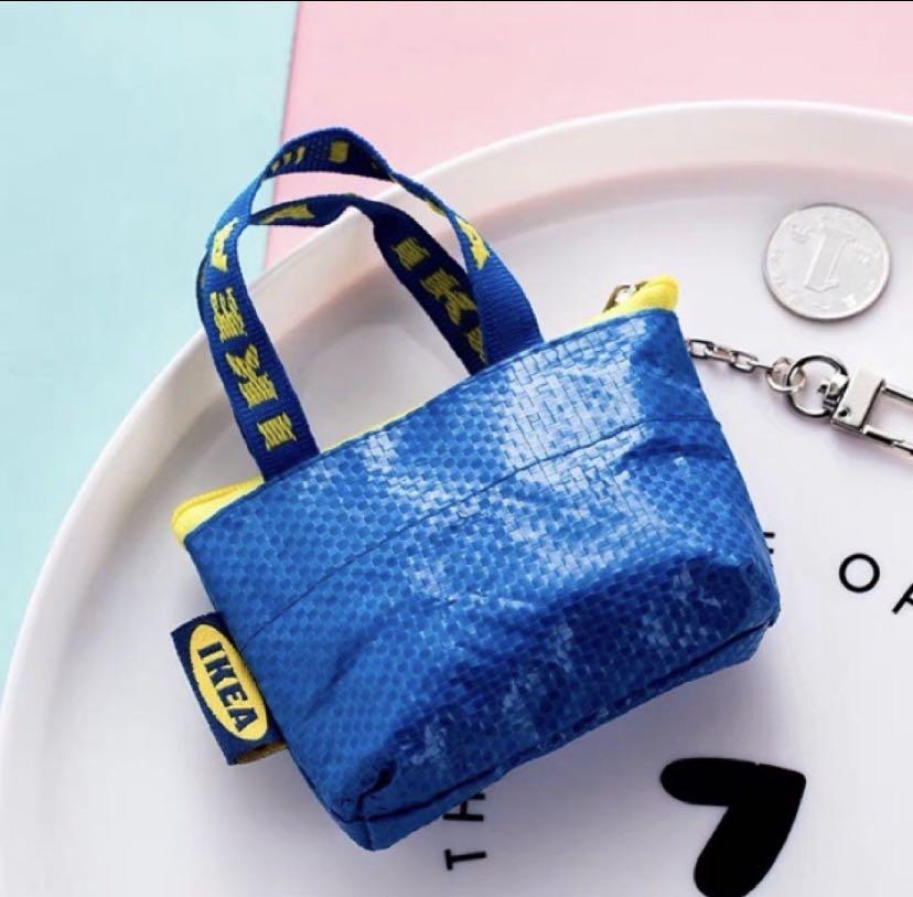 IKEA mini coin purse zipper small bag card package key bag woven bag earphone set small blue bag Women s Fashion Bags Wallets Purses Pouches on Carousell