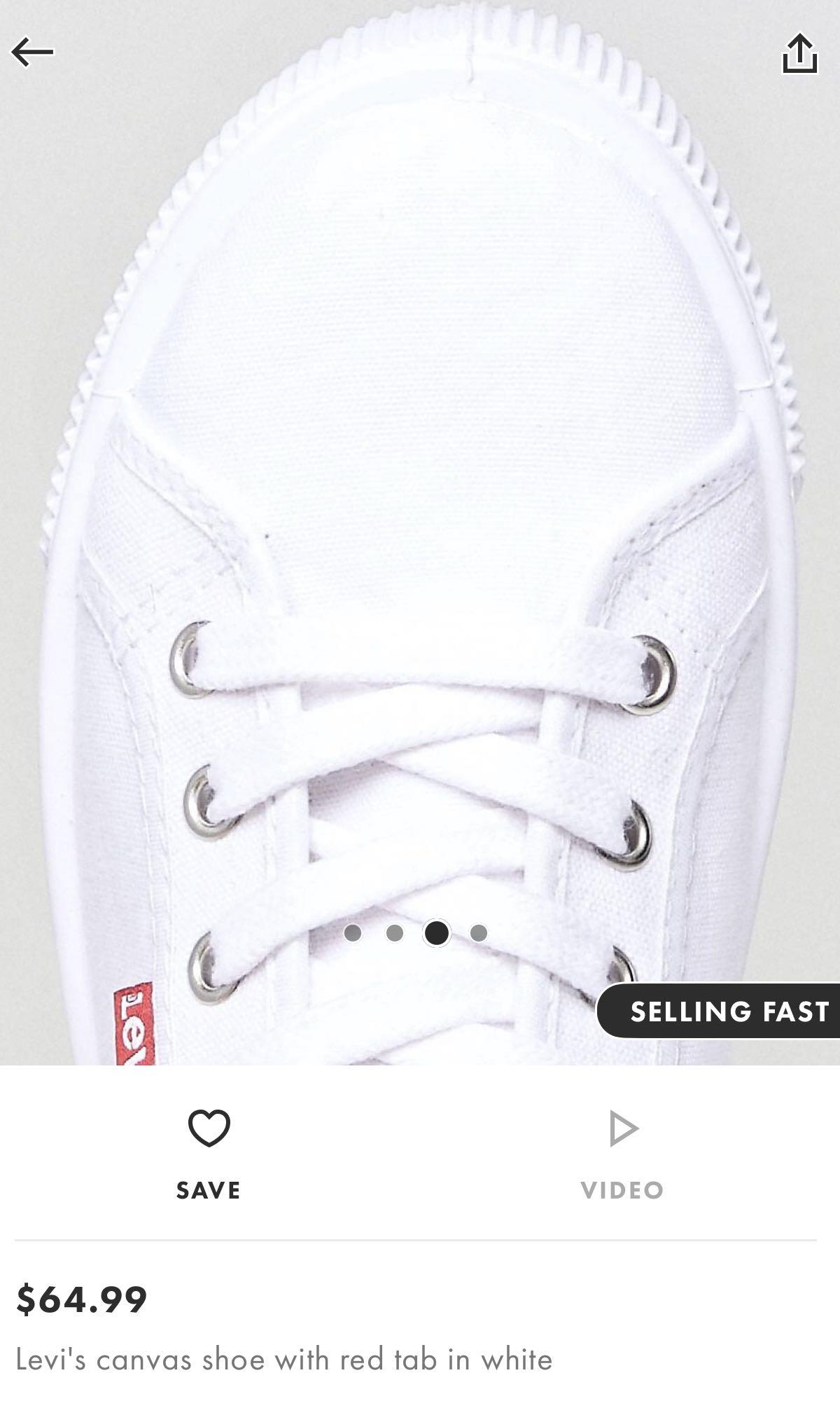 Levi s Canvas Shoes with Red Tab in White Uk 4.5