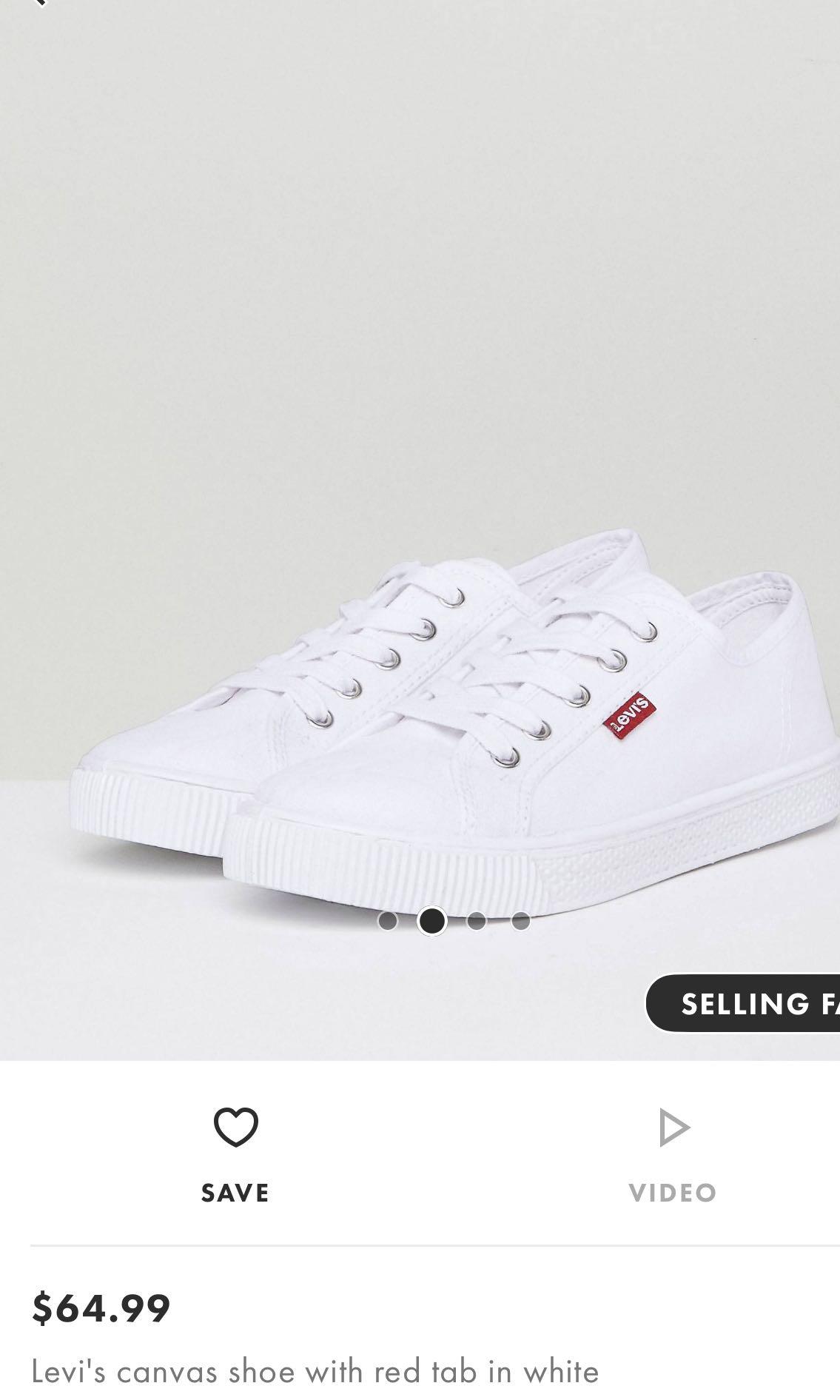 Levi's Canvas Shoes with Red Tab in White (Uk ), Women's Fashion,  Footwear, Sneakers on Carousell