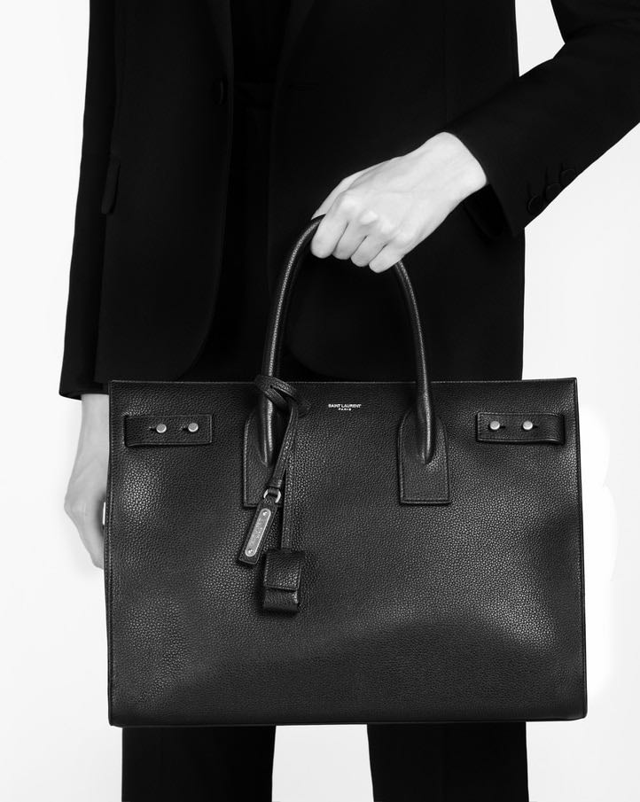 Yves Saint Laurent Grey Pebbled Leather Medium Sac de Jour Souple Bag