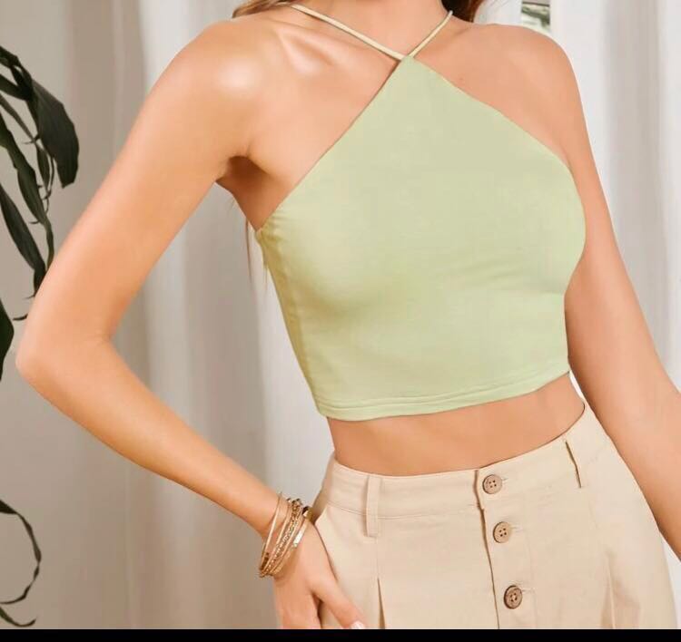Mint green crop top, Women's Fashion, Tops, Others Tops on Carousell