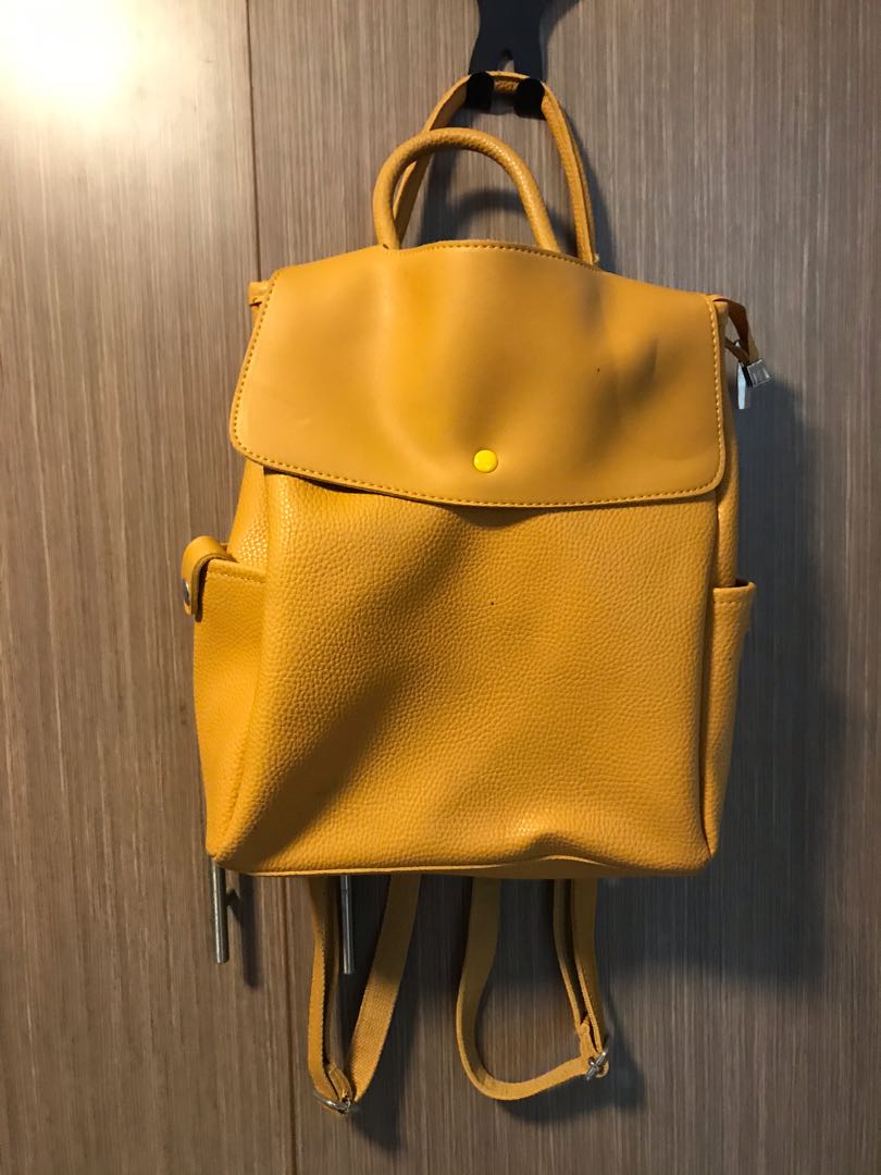 Mustard Yellow Backpack, Women's Fashion, Bags & Wallets, Backpacks on