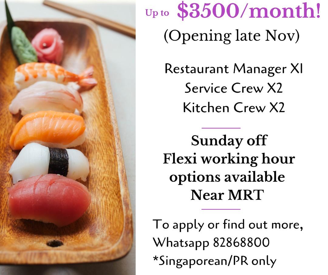 New Japanese Restaurant Hiring Jobs Hospitality F B On Carousell
