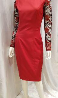New-Red Dress with lace Sleeves