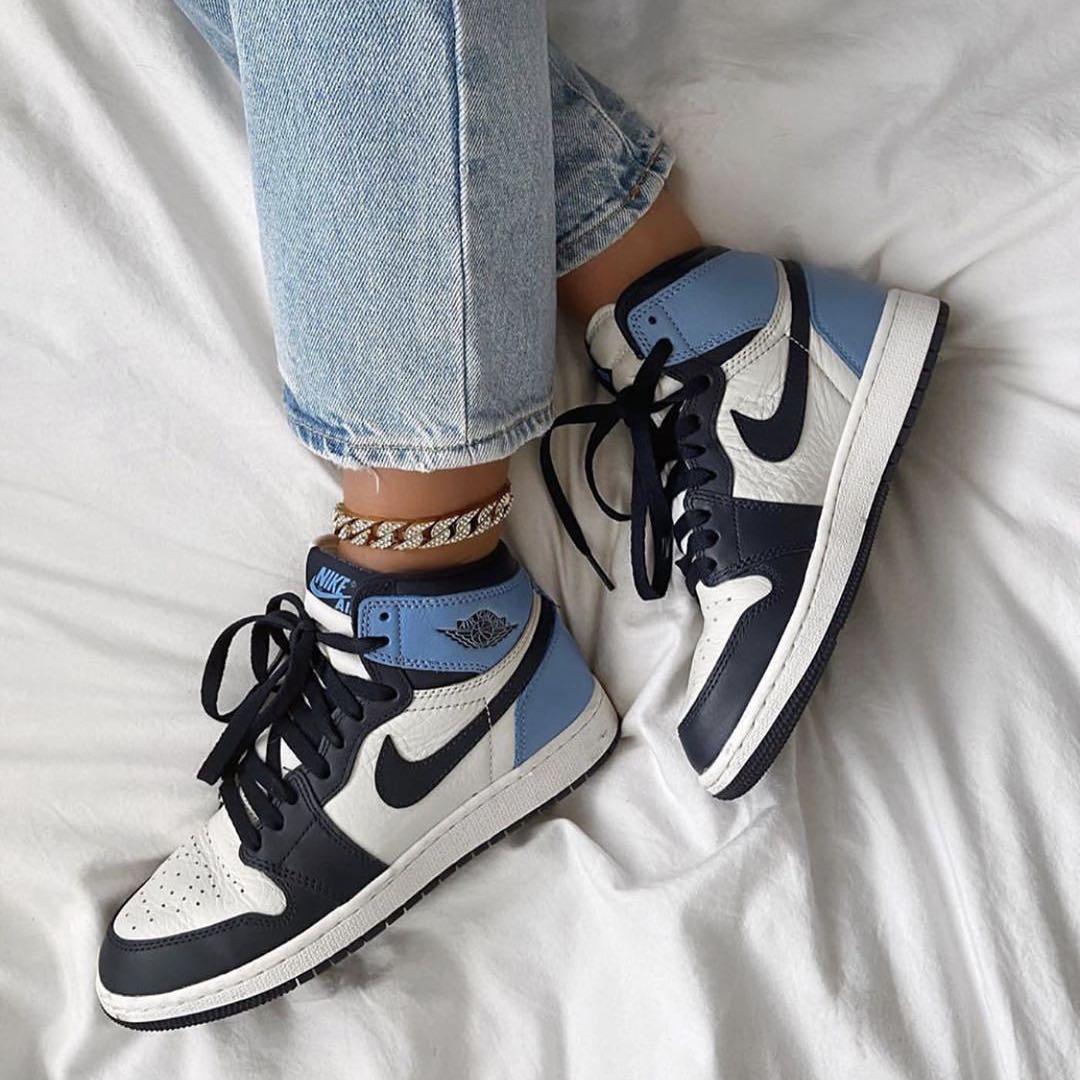 NIKE AIR JORDAN 1 RETRO HIGH OG ‘OBSIDIAN UNC’ GS 7Y, Women's Fashion ...