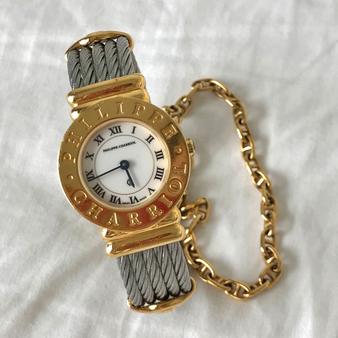 PHILIPPE CHARRIOL VINTAGE 18K GOLD WATCH WITH CHAIN